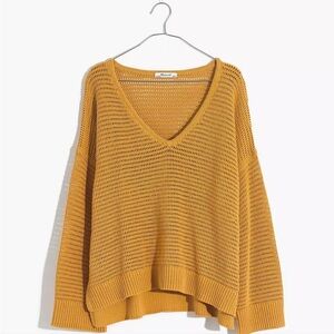 Madewell Oversized Loose Knit Seville Pullover Sweater Mustard Yellow 3x XXXL